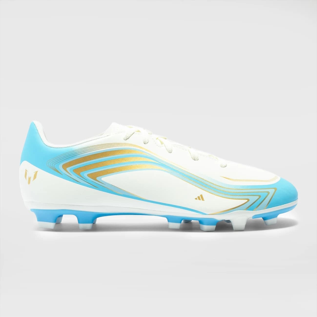 Chuteira de Campo Infantil adidas F50 Messi Club - Branco/Azul
