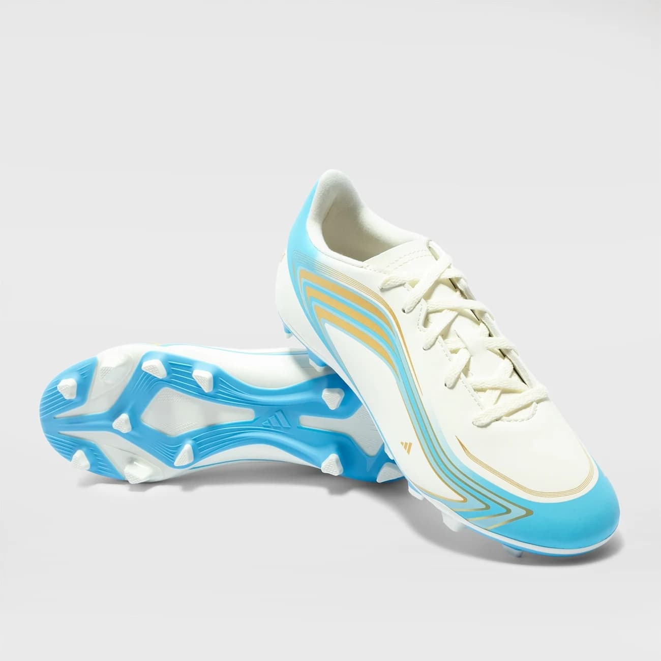 Chuteira de Campo Infantil adidas F50 Messi Club - Branco/Azul