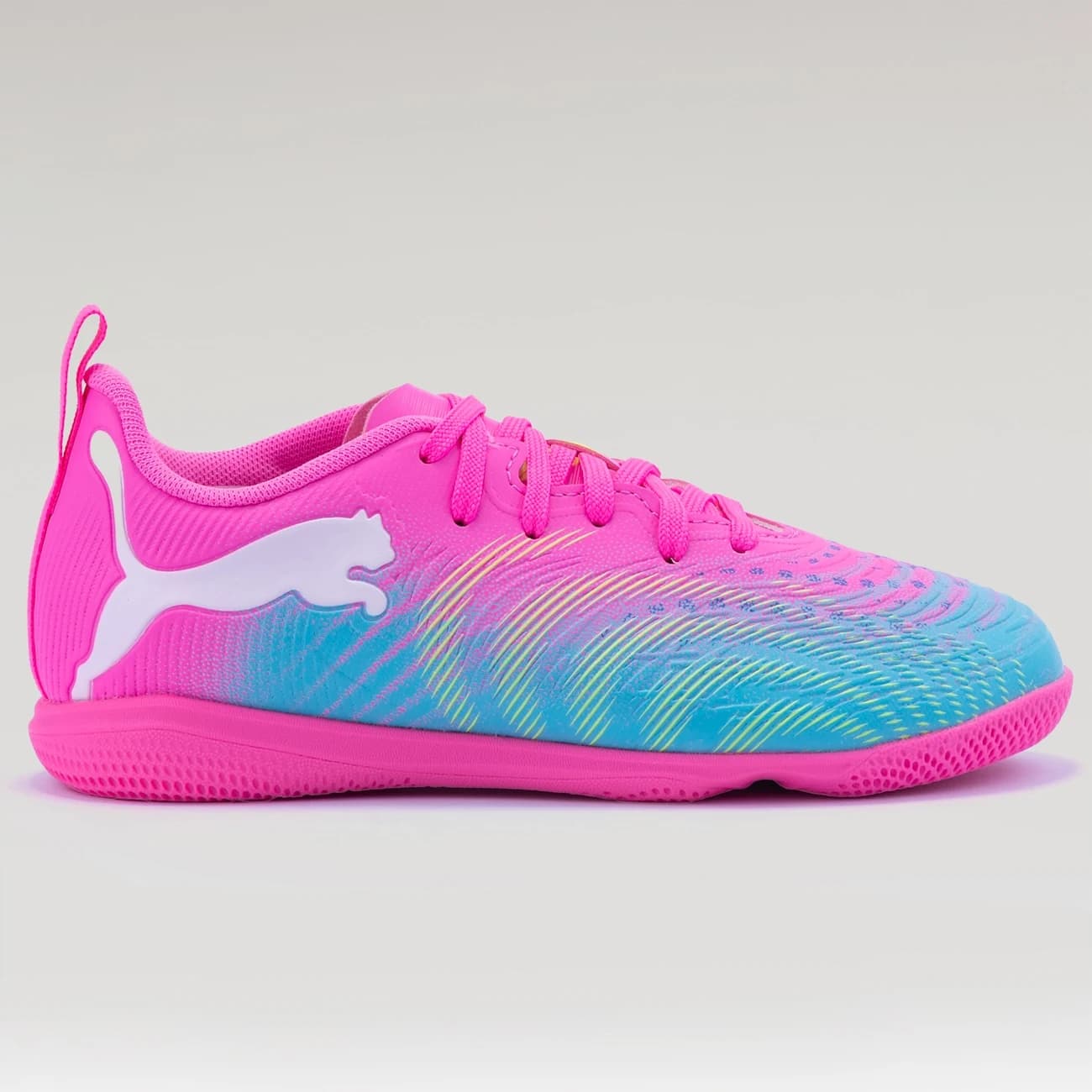 Chuteira Futsal Infantil Puma Neymar Future 9 Play - Rosa/Amarelo