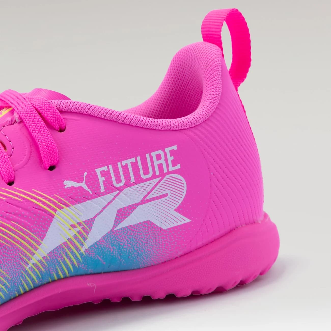Chuteira Society Infantil Puma Neymar Future 9 Play - Rosa/Amarelo