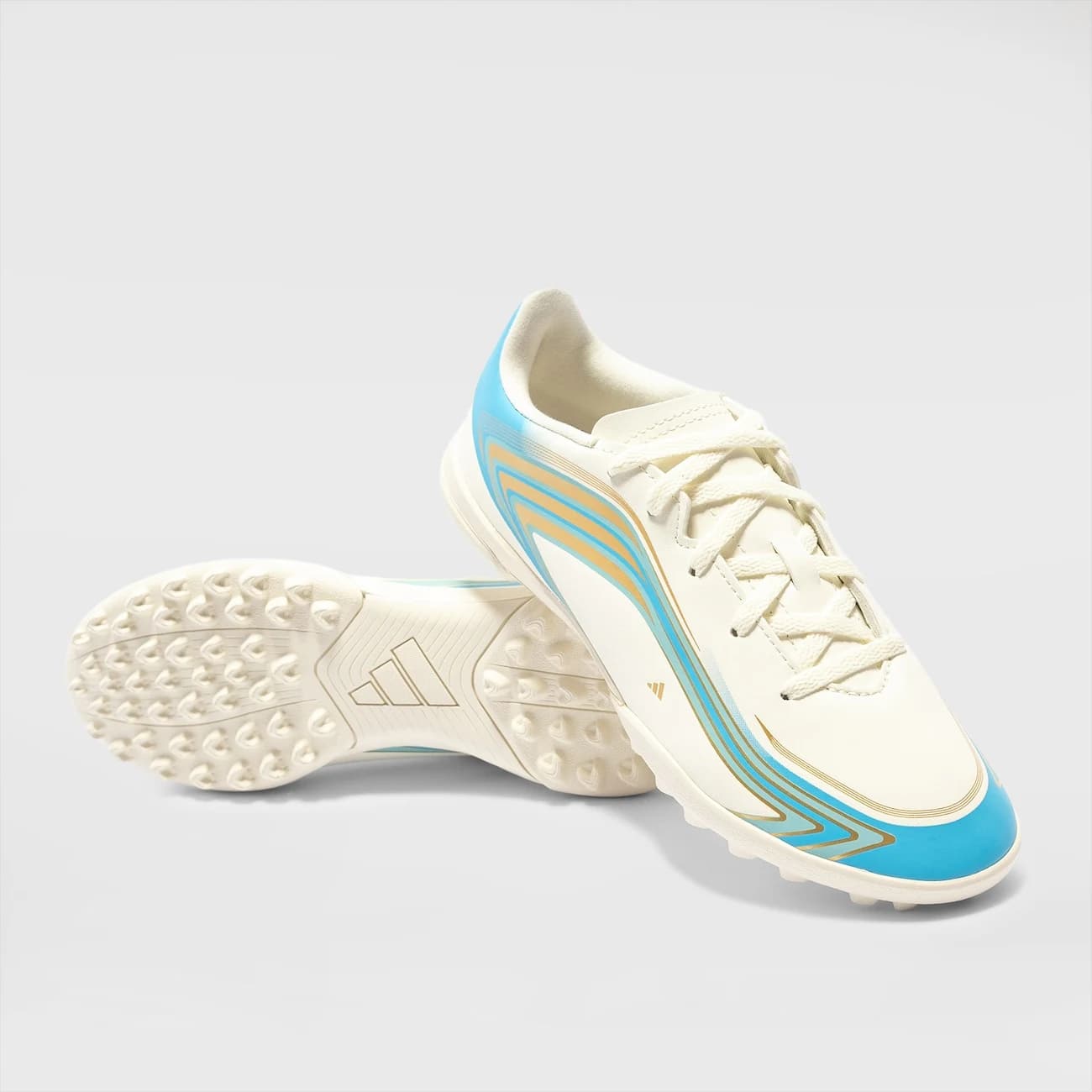 Chuteira Society Infantil adidas F50 Messi Club - Branco/Azul