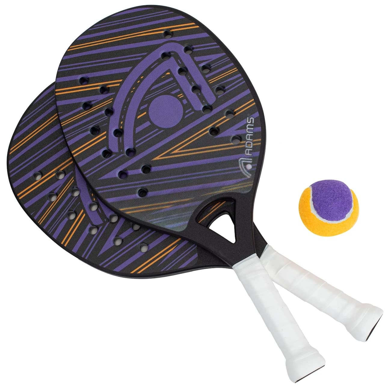 Kit Beach Tennis Adams 2 Raquetes com Bolinha Unissex - Preto/Roxo